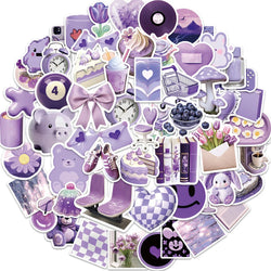 10/30/50PCS Cartoon Purple Stickers Graffiti Ins Style Cute Decals Skateboard Phone Notebook Fridge Bike Car PVC Waterproof Toys (ONLINE ORDER ONLY)