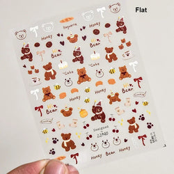 Charming Cherry's Cake Cute Bowknot Pink Blue Bear Flower Bouquet Strawberry Adhesive Nail Art Sticker Rhinestone Manicure Decal (Online Order Only)