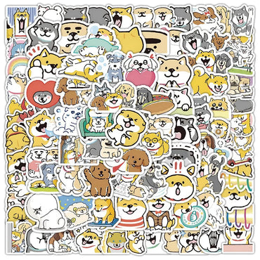 100pcs Cute Kitten Puppy Cartoon Stickers for Scrapbook, Car, Water Bottle, Phone, Kids Toys (Online Order Only)