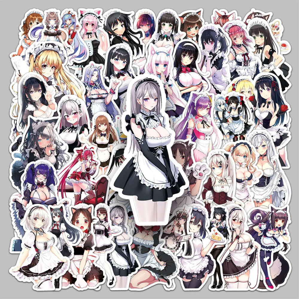 50pcs Sexy Maid Graffiti Stickers for Helmets, Walls, DIY Decoration Wholesale (ONLINE ORDER ONLY)