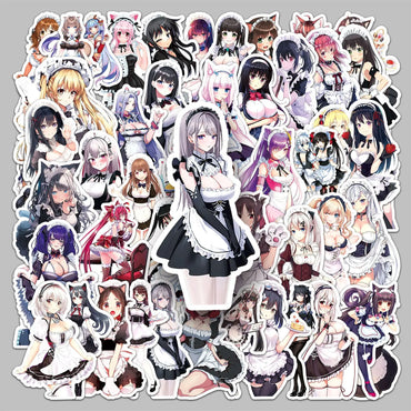 50pcs Sexy Maid Graffiti Stickers for Helmets, Walls, DIY Decoration Wholesale (ONLINE ORDER ONLY)