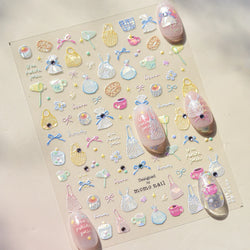 Cute Dream Catcher Net Bag Water Cup Woven Mesh Star Dreamy Bowknot Butterfly Embossed Adhesive Nail Art Sticker Manicure Decal (ONLINE ORDER ONLY)