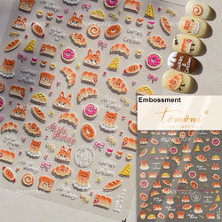 Cute Baking Cookies Bread Bread Cheese Pudding Chocolate Croissant Doughnut Adhesive Nail Art Decoration Sticker Manicure Decals (ONLINE ORDER ONLY)