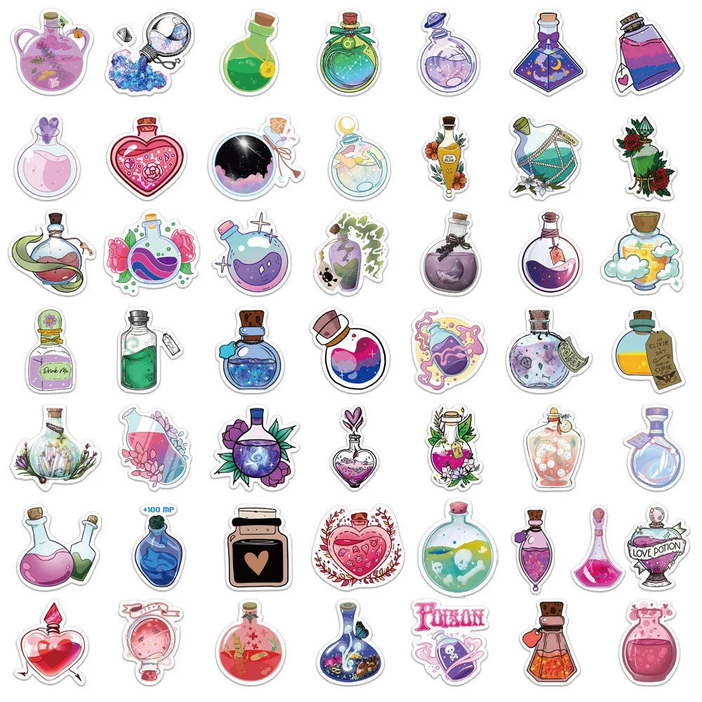 99Pcs Cartoon Magic Drop Pharmacist Graffiti Stickers Decals Kids Toy DIY Diary Suitcase Scrapbook Laptop Bike Sticker (ONLINE ORDER ONLY)