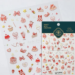Chic Cute Cheese Ice Cream Pudding Bowknot Strawberry Muffin Stars Cake Embossed Heart Adhesive Nail Art Sticker Manicure Decals (ONLINE ORDER ONLY)