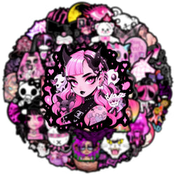 Gothic Horror Pink Stickers for Laptop, Phone, Guitar, Skateboard, Suitcase - 10/30/50PCS (ONLINE ORDER ONLY)