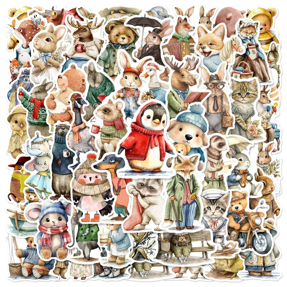 50pcs Retro Cartoon Animal Stickers for Helmet, Wall, DIY Decoration (ONLINE ORDER ONLY)