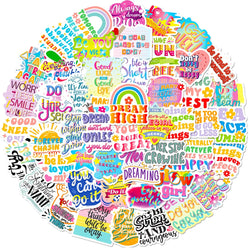 10/30/50/100pcs Cute Cartoon Motivational Phrase Stickers Inspirational Quote Decals Laptop Suitcase Phone Decoration Sticker (ONLINE ORDER ONLY)