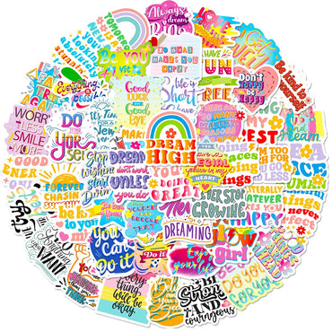 10/30/50/100pcs Cute Cartoon Motivational Phrase Stickers Inspirational Quote Decals Laptop Suitcase Phone Decoration Sticker (ONLINE ORDER ONLY)