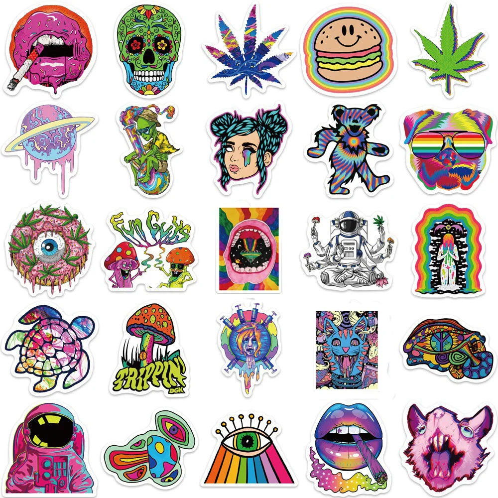 10/30/50PCS Cool Gothic Psychedelic Art Aesthetic Stickers Graffiti Decal Car Bike Skateboard Motorcycle Laptop Kid Sticker Toy (ONLINE ORDER ONLY)