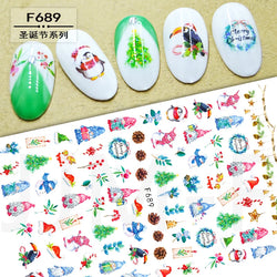Christmas Greenery Nail Stickers Xmas Holly Animal Penguin Candy Winter Sliders Decor 2024 Holiday Decals Manicure Tips Foils *& (ONLINE ORDER ONLY)