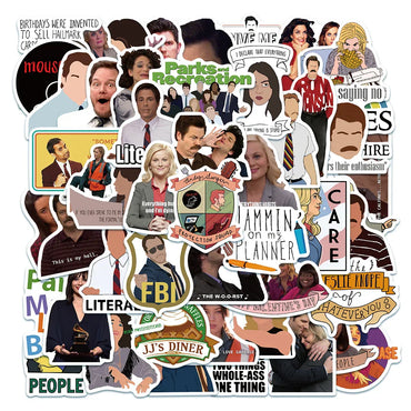 Parks and Recreation Stickers 50pcs Waterproof PVC for Laptop Luggage Bicycle (Online Order Only)