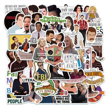 Parks and Recreation Stickers 50pcs Waterproof PVC for Laptop Luggage Bicycle (Online Order Only)