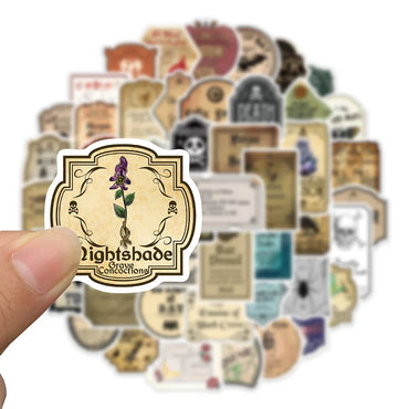 10/30/50PCS Halloween Retro Horror Gothic Witch Magic Potion Sticker Vintage Decal For Skateboard Suitecase Scrapbook Laptop Toy (ONLINE ORDER ONLY)