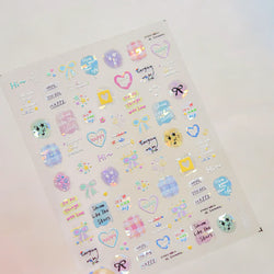 Dyeing Apple Cherry Fruit Dog Puppy Bowknot Colorful Cartoon Graffiti Reliefs Adhesive Nail Art Stickers Flowers Manicure Decals (ONLINE ORDER ONLY)