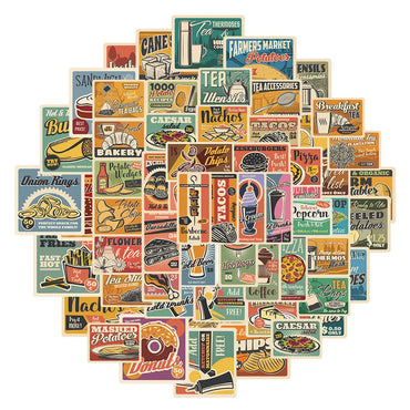 10/30/65pcs 90s Retro American Poster Stickers Vintage Decals Notebook Laptop Suitcase Motorcycle Car Sticker Kids Classic Toy (Online Order Only)