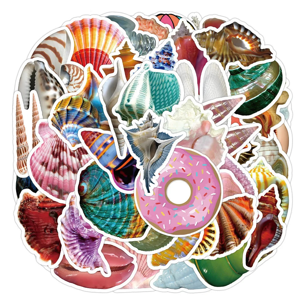 Shell Conch Cartoon Stickers for Phone Laptop Luggage Skateboard Kids Gift (ONLINE ORDER ONLY)