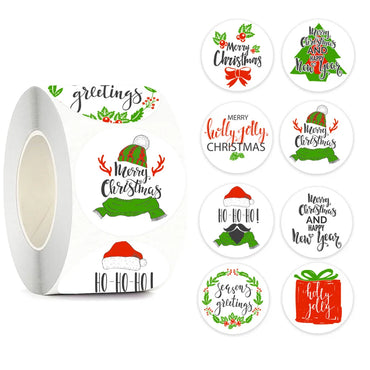 100-500pcs Merry Christmas Gift Box Decoration Seal Sticker Home Party Supplies Envelope Label Scrapbook Stickers (ONLINE ORDER ONLY)