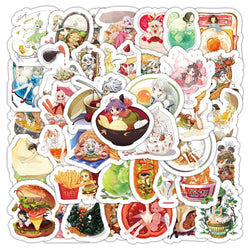 Funny Food Anime Cartoon Stickers - 10/30/50pcs DIY Scrapbook Phone Fridge Suitcase Decals (Online Order Only)