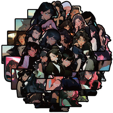 10/30/50pcs Cool Retro Dark Anime Girl Stickers Decals Laptop Skateboard Phone Suitcase Diary Fridge Decoration Sticker Toys (ONLINE ORDER ONLY)
