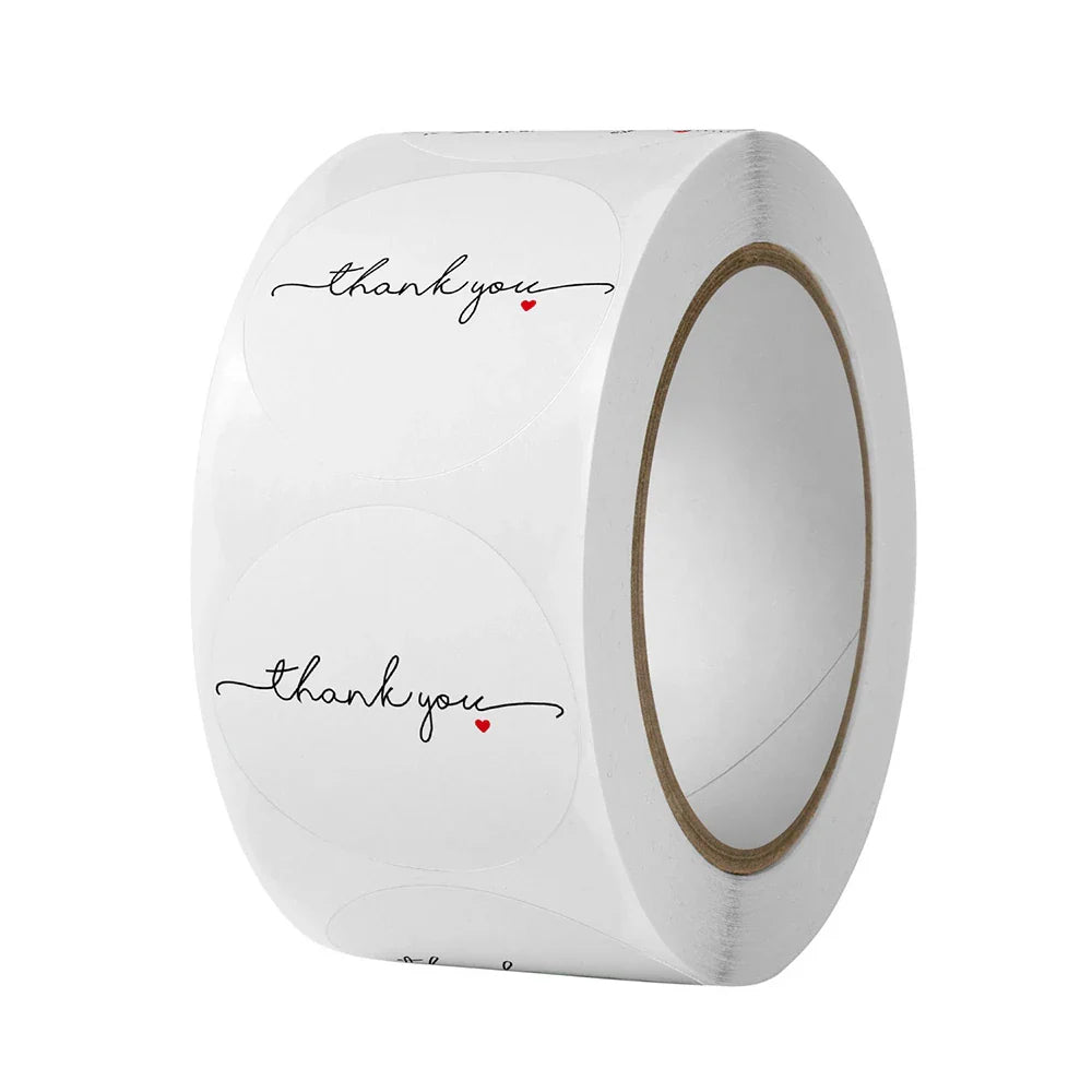 500pcs/roll Round Brown labels Thank You Kraft Stickers 1 inch Wedding Pretty Gift Envelope Sealing Label Stickers Stationery (ONLINE ORDER ONLY)