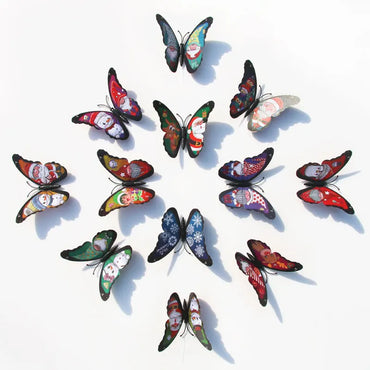 12Pcs 3D Christmas Butterfly Wall Stickers Home Garden Decor Magnets (Online Order Only)