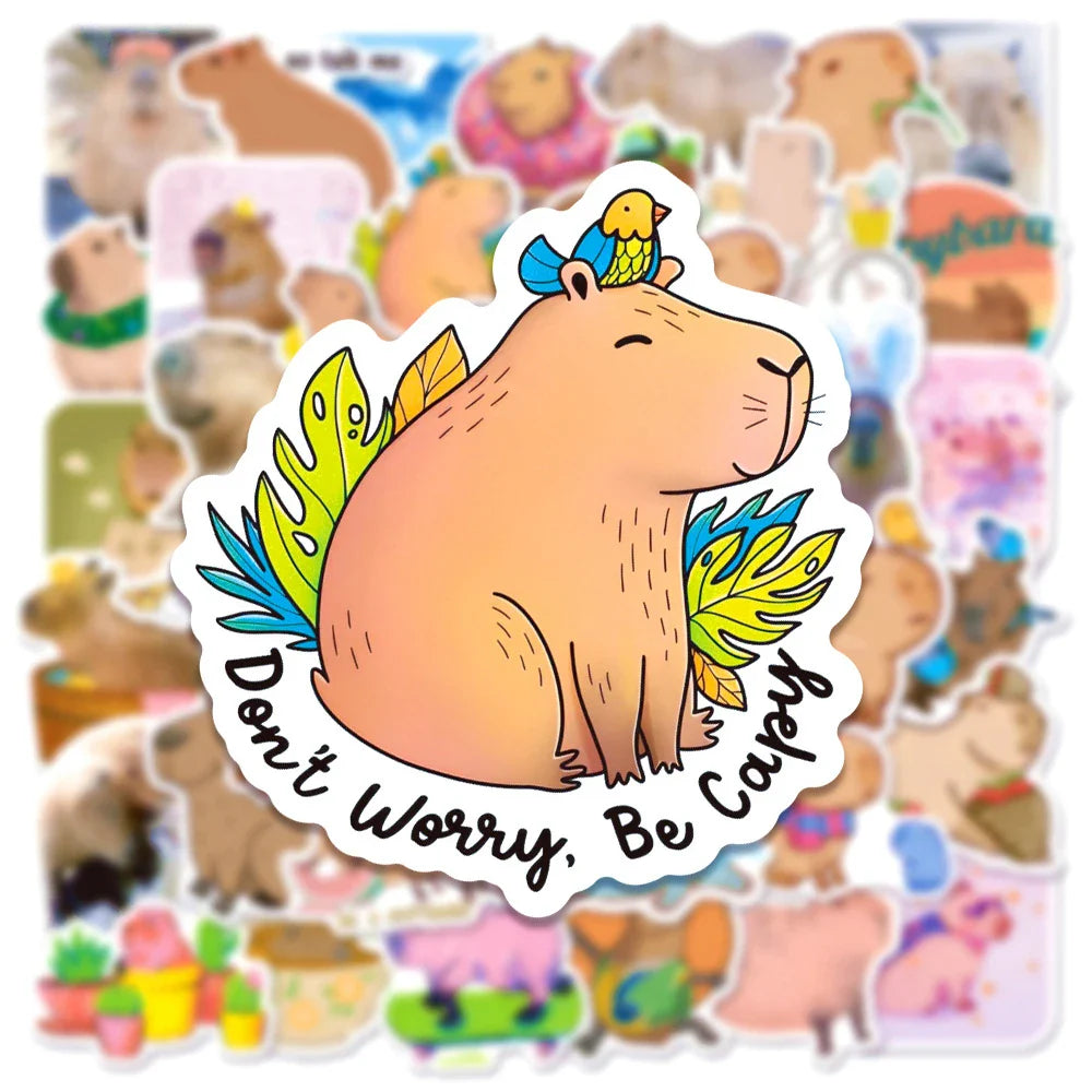 10/30/50pcs Cute Cartoon Capybara Graffiti Stickers Aesthetic Decals Decoration Laptop Notebook Phone Diary Stationery Sticker (ONLINE ORDER ONLY)