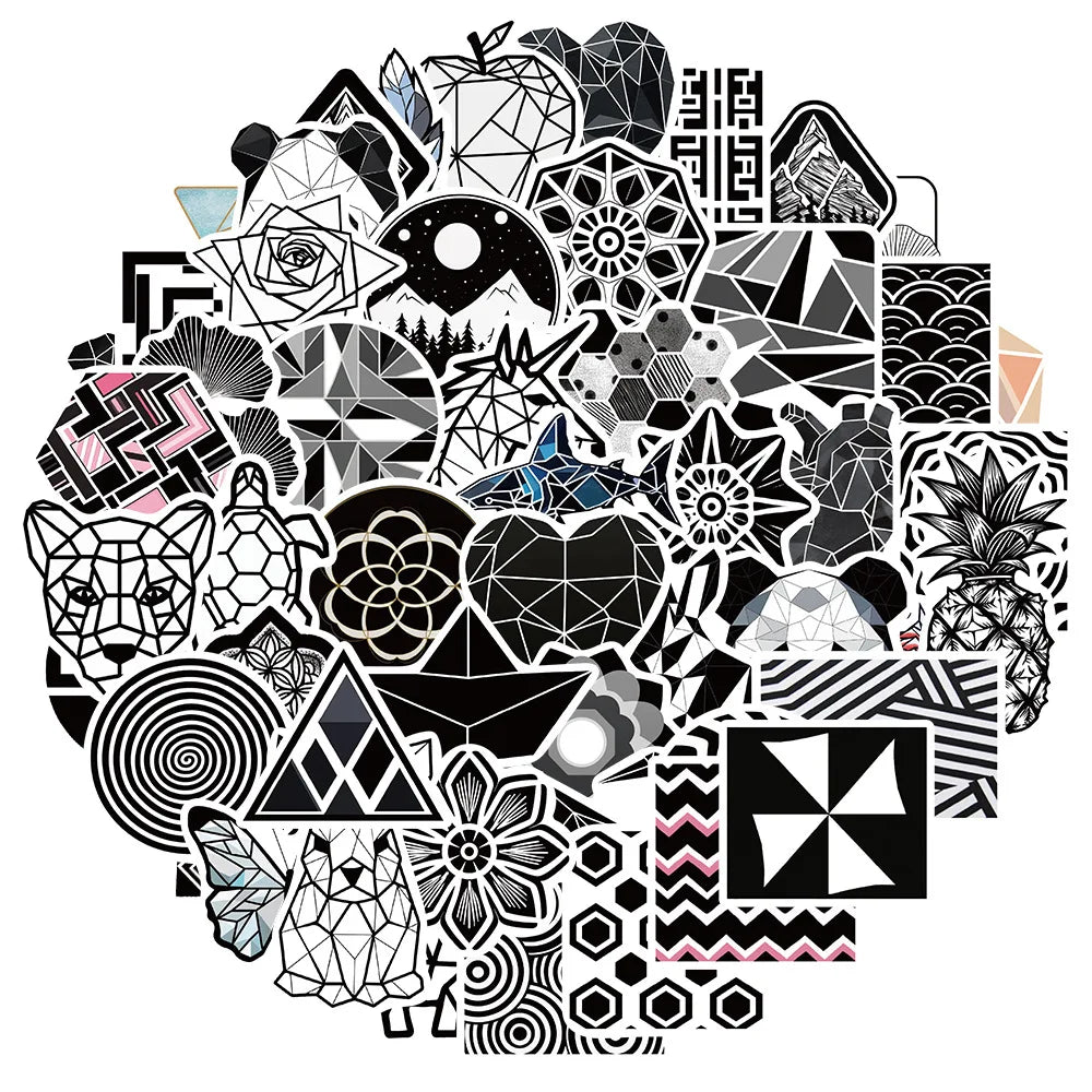 Cartoon Geometric Pattern Stickers for Suitcase, Skateboard, Laptop, Luggage, Phone - 10/30/52Pcs DIY Decals (ONLINE ORDER ONLY)