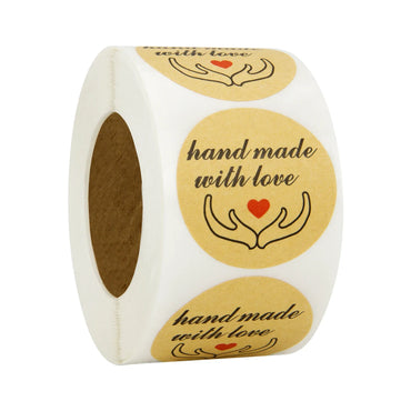 100-500pcs Handmade With Love Sticker Round Kraft Paper Adhesive Labels Baking Wedding Decoration Party Decoration Stickers (ONLINE ORDER ONLY)