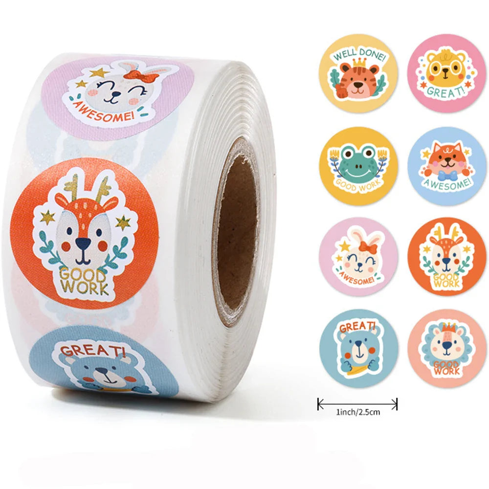 100-500pcs Teacher Reward Sticker Fun Motivation Animal Sticker For School Teacher Student Stationery Stickers (Online Order Only)