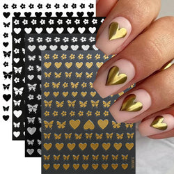 4pcs Elegant Metallic Butterfly Nail Art Stickers Holographic Silvery Chrome Effect Butterfly Sliders for Nails Manicure Decors* (ONLINE ORDER ONLY)