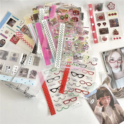 18Pc Set Japanese Y2K Cute Sticker Double Transparent Die cut Sticker Journal Handbook Scrapbooking Decoration Sticker Kids Gift (ONLINE ORDER ONLY)