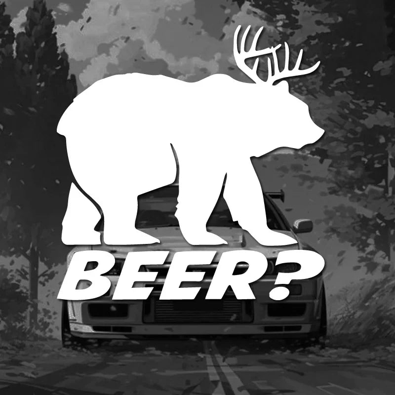 "BEER?"Stickers，creative bear & deer stickers，cool and funny for cars trucks motorcycles (ONLINE ORDER ONLY)
