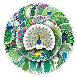 50Pcs Peacock Cartoon Waterproof Vinyl Stickers for Skateboard Snowboard (ONLINE ORDER ONLY)