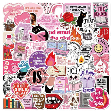 10/50pcs Pink Smutty Romance Bookish Kindle Stickers Aesthetic Spice Reader Girls Decals Toy DIY Ipad Phone Laptop Diary Sticker (Online Order Only)