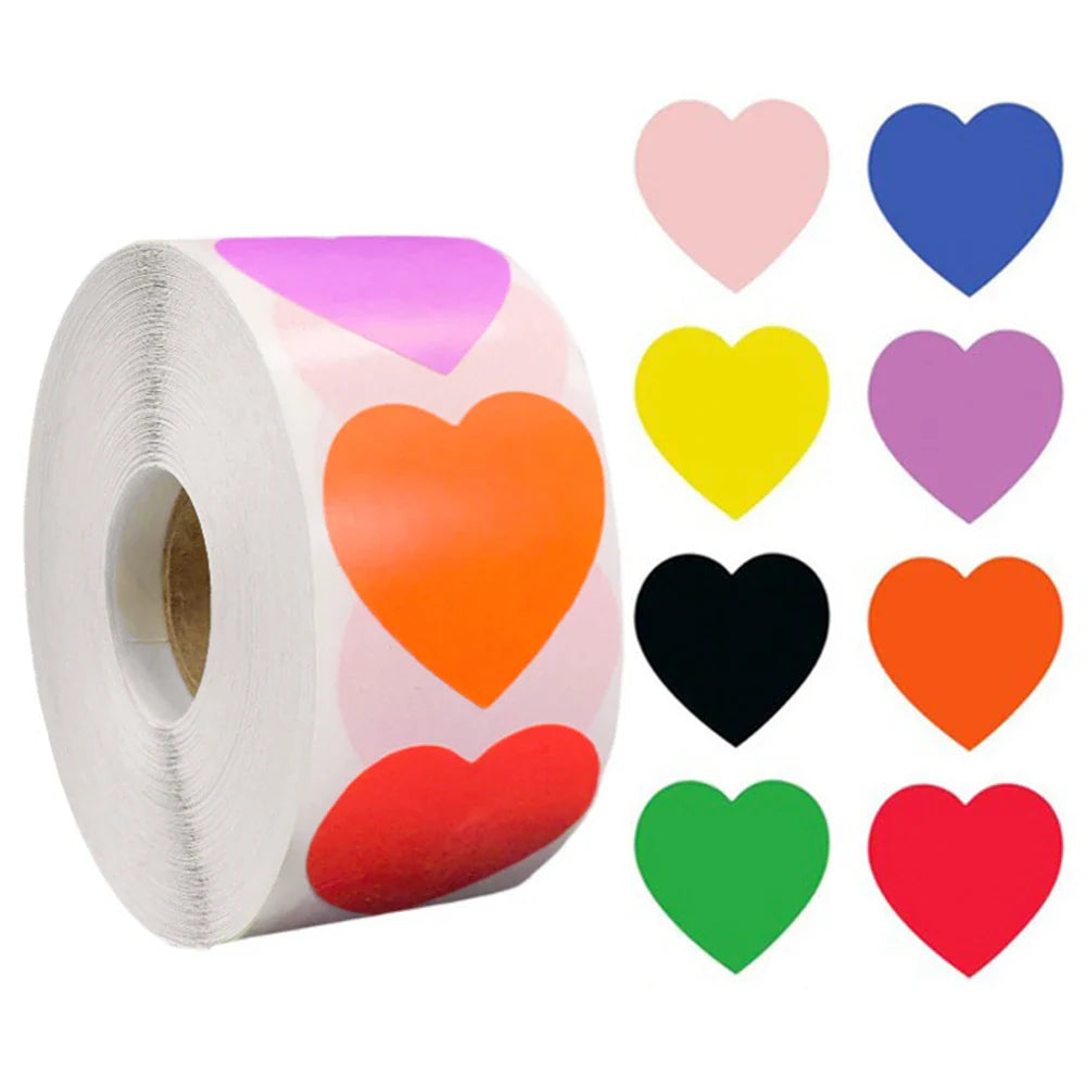500pcs/roll Love Valentine's Day Stickers Seal Stickers Red Glowing Glitter Heart Gift Decoration Lables Stationery Sticker (ONLINE ORDER ONLY)
