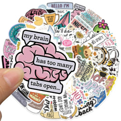 50pcs Funny Cartoon Sarcastic Stickers For Luggage Laptop Guitar Phone Skateboard Waterproof Graffiti Vinyl Bicycle Car Decals (ONLINE ORDER ONLY)