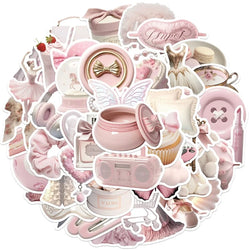 10/30/50PCS Kawaii Pink Ballet PVC Sticker Aesthetic Korean Stationery Decoration Scrapbooking School Supplies for Kids (ONLINE ORDER ONLY)