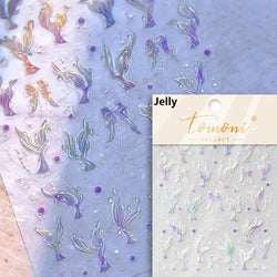 Summer Beach Dreamy Water Bubble Mermaid Shell Conch Starfish Jellyfish Soft Relief Decoration Nail Art Stickers Manicure Decals (ONLINE ORDER ONLY)