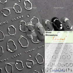 Gold Silver Line Irregular Shape Shiny Rhinestone 5D Bronzing Soft Relief Self Adhesive Nail Art Stickers Nail Decoration Decals (ONLINE ORDER ONLY)