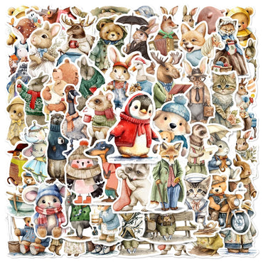 10/50pcs Vintage Funny Winter Forest Animal Stickers Aesthetic DIY Laptop Phone Bottle Luggage Waterproof Graffiti Vinyl Sticker (ONLINE ORDER ONLY)
