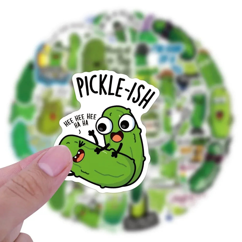 10/60Pcs Pickled Cucumber Cartoon Graffiti Stickers Phone Guitar Laptop Notebook Suitcase Cup Waterproof Sticker Decals Kids Toy (ONLINE ORDER ONLY)