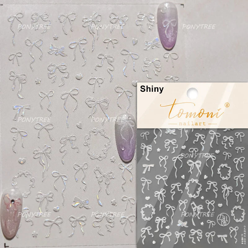 Black Rabbit Bunny Ribbon Bowknot Flower Cake Daisy Dessert Knife Fork Butterfly Self Adhesive Nail Art Stickers Manicure Decals (ONLINE ORDER ONLY)
