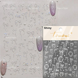 Black Rabbit Bunny Ribbon Bowknot Flower Cake Daisy Dessert Knife Fork Butterfly Self Adhesive Nail Art Stickers Manicure Decals (ONLINE ORDER ONLY)