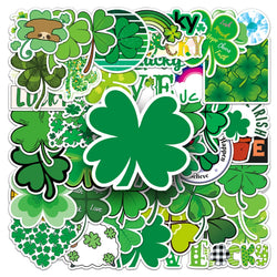 50Pcs Lucky Clover Cartoon Waterproof Vinyl Stickers for Skateboard Snowboard (ONLINE ORDER ONLY)