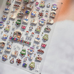 Cat House Snow Tree Window Fish Star Shiny Snowman Duck 5D Self Adhesive Nail Art Stickers Hat Apple Rhinestone Manicure Decals (ONLINE ORDER ONLY)