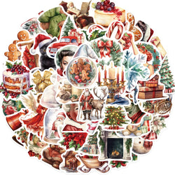 Retro Christmas Cartoon Stickers - 10/30/50PCS for DIY Phone, Notebook, Laptop, Fridge, Wall (Online Order Only)