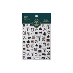 Black Cat Kitten Glasses Camera Timepiece Shoe Notebook Vase Pen Teapot Bowknot Item Adhesive Nail Art Stickers Manicure Decals (Online Order Only)