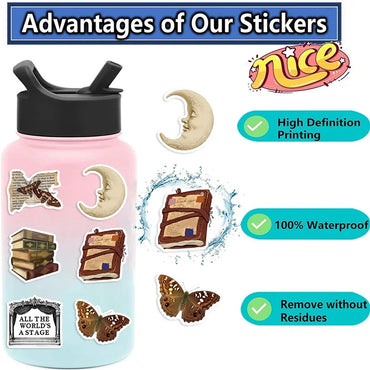 10/30/50PCS Vintage Dark Art PVC Sticky Sticker Aesthetic Children's Stationery DIY Decoration Scrapbooking School Supplies (ONLINE ORDER ONLY)
