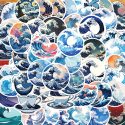 Graffiti Sea Wave Beach Stickers 10/25/50pcs for DIY Scrapbooking, Phone, Laptop, Guitar, Car, Skateboard, Water Bottle Decor (Online Order Only)
